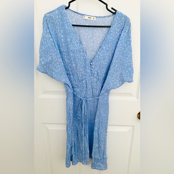 Mango Light Blue Patterned Midi Dress - Picture 2 of 4